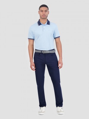 Ben Sherman Checker Rib Air Pique Sports Fit Polo Shirts Blau | QNP-931572