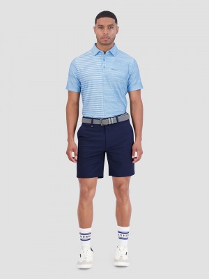 Ben Sherman Melange Stripes Color Block Tech Jersey Sports Fit Polo Shirts Azurblau | TUH-281537