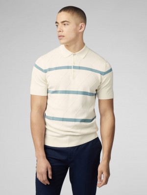 Ben Sherman Signature Argyle Stripe Polo Strickwaren Weiß | HPN-825309