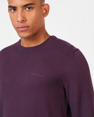 Ben Sherman Signature Crewneck Strickwaren Lila | LAW-831956