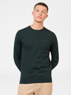 Ben Sherman Signature Merino Crewneck Strickwaren Dunkelgrün | FSO-571324