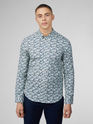 Ben Sherman Signature Multicolor Floral Hemd Blau | HFC-092174