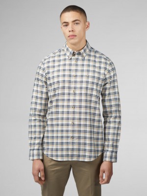 Ben Sherman Signature Oxford Check Hemd Weiß | SWR-185732