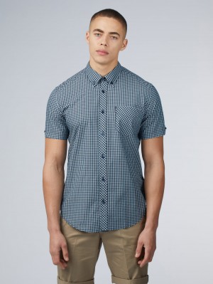 Ben Sherman Signature Short Sleeve Gingham Hemd Blau | NUA-205137