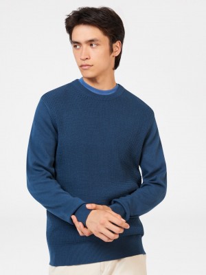 Ben Sherman Textured Crewneck Strickwaren Indigo | DNG-864105