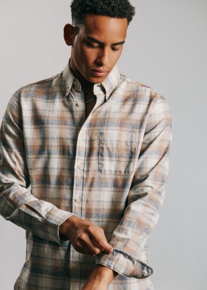 Ben Sherman Twisted Yarn Check Hemd Braun | QOD-359740