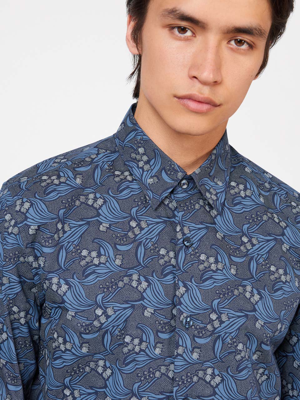 Ben Sherman Art Nouveau Floral Hemd Navy | WHE-182759