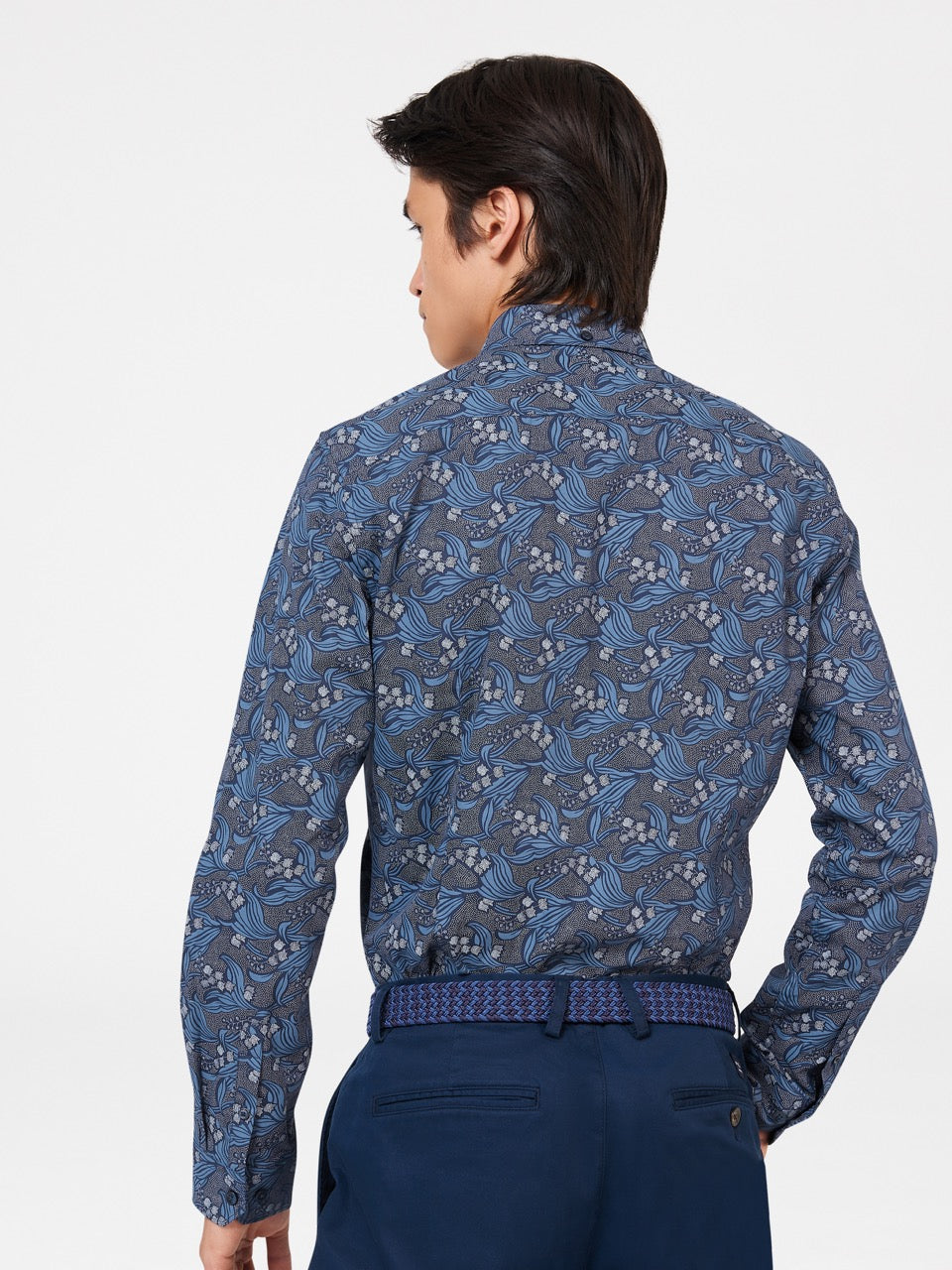 Ben Sherman Art Nouveau Floral Hemd Navy | WHE-182759