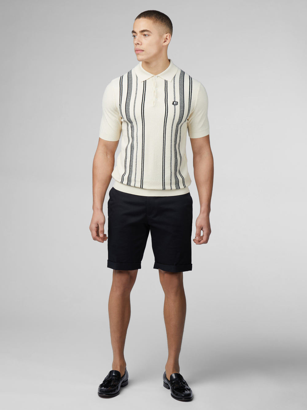 Ben Sherman B by Ben Sherman Crinkle Cotton Stripe Polo Strickwaren Weiß | LKW-169574