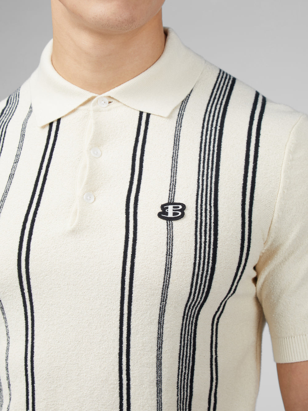 Ben Sherman B by Ben Sherman Crinkle Cotton Stripe Polo Strickwaren Weiß | LKW-169574