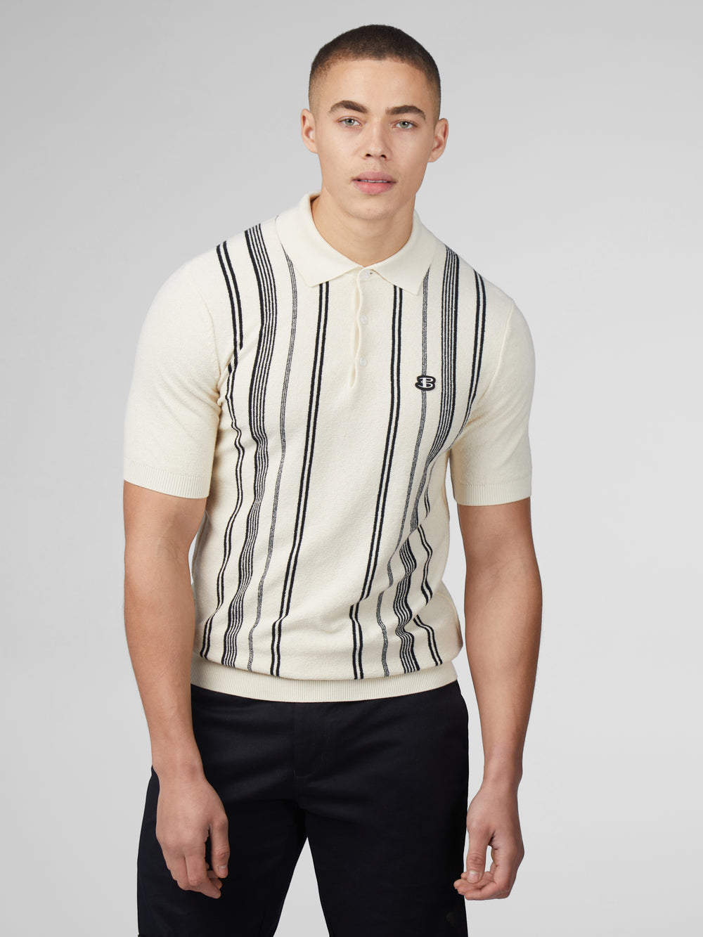 Ben Sherman B by Ben Sherman Crinkle Cotton Stripe Polo Strickwaren Weiß | LKW-169574