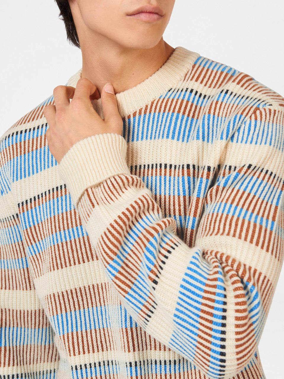 Ben Sherman B by Ben Sherman Stripe Strickwaren Weiß | JPO-640215