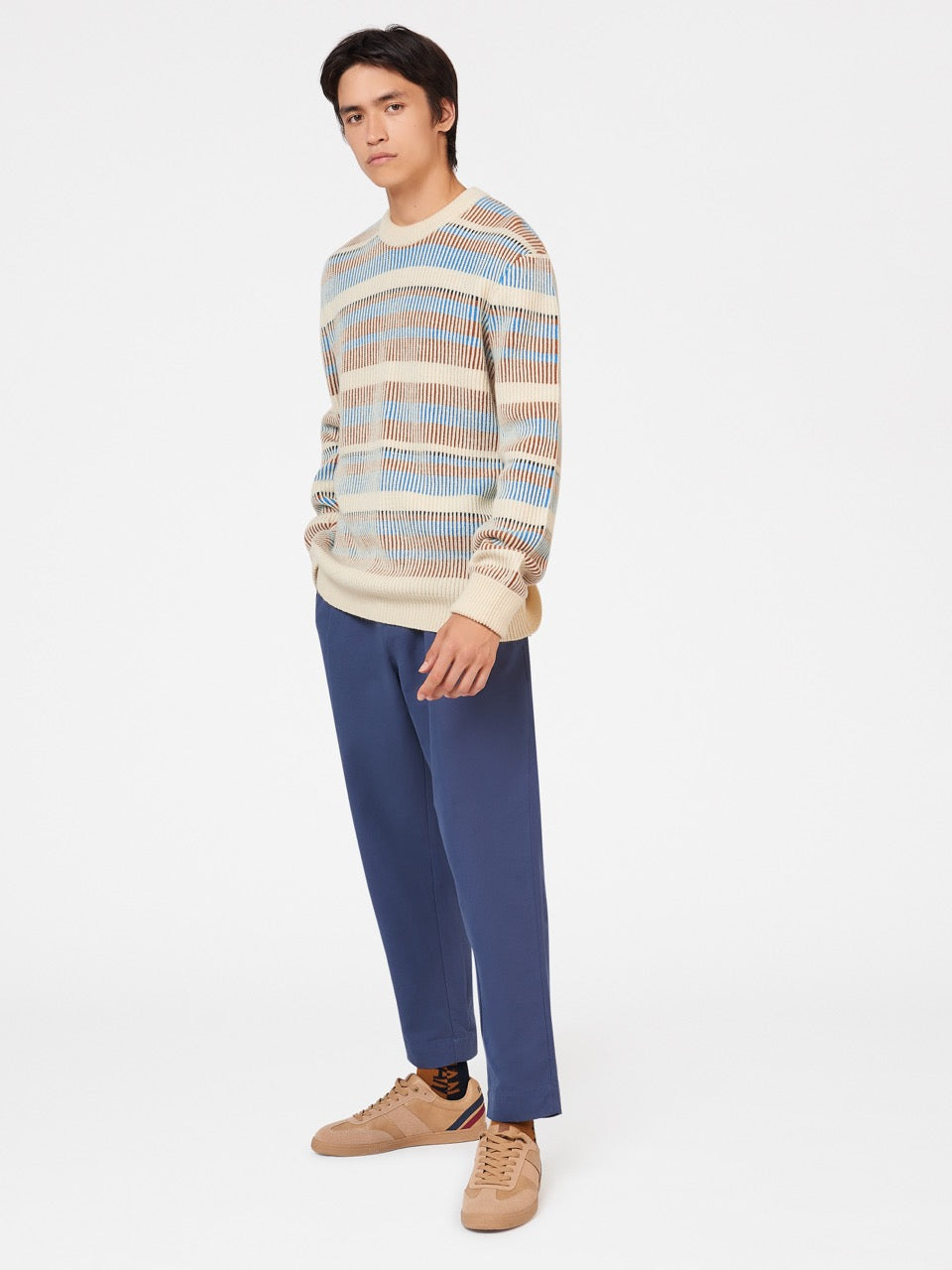 Ben Sherman B by Ben Sherman Stripe Strickwaren Weiß | JPO-640215