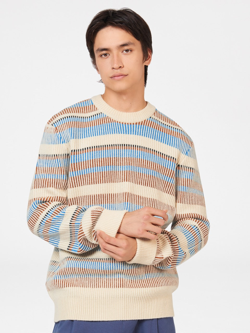 Ben Sherman B by Ben Sherman Stripe Strickwaren Weiß | JPO-640215