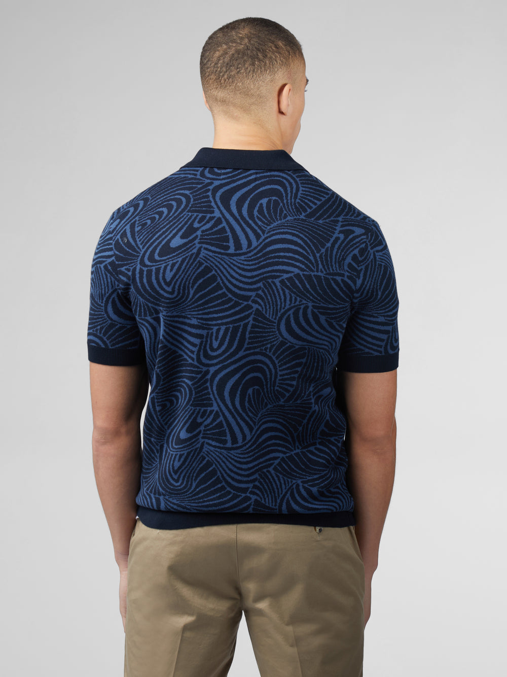 Ben Sherman B by Ben Sherman Swirl Jacquard Button Through Polo Strickwaren Navy | UNM-415920