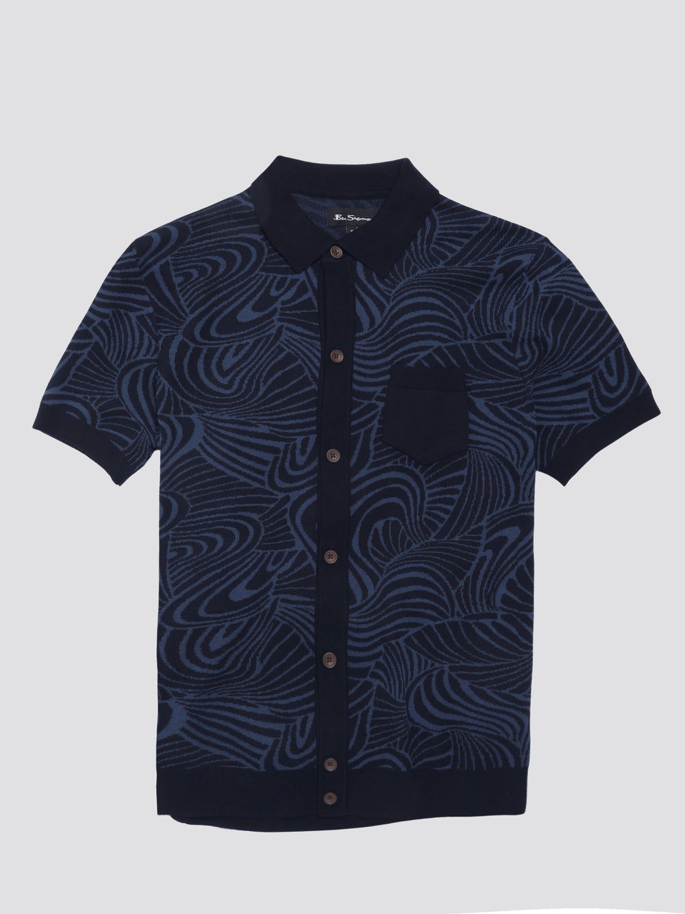 Ben Sherman B by Ben Sherman Swirl Jacquard Button Through Polo Strickwaren Navy | UNM-415920