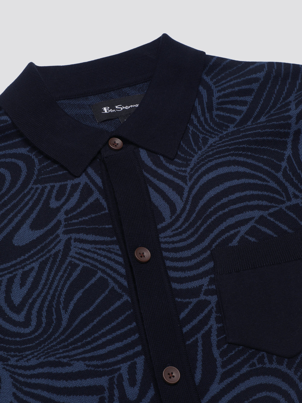 Ben Sherman B by Ben Sherman Swirl Jacquard Button Through Polo Strickwaren Navy | UNM-415920