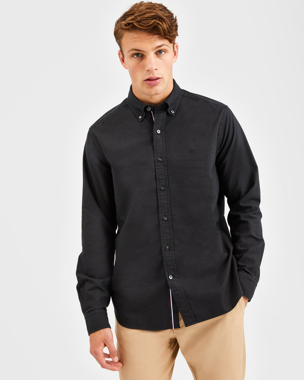 Ben Sherman Beatnik Oxford Garment Dye Hemd Schwarz | OPM-760398