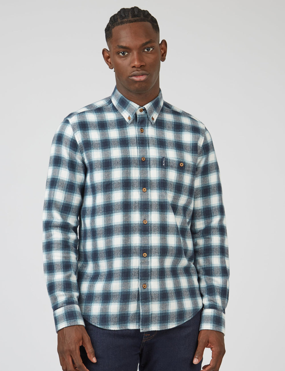 Ben Sherman Brushed Ombre Check Flannel Hemd Grün | BWD-095381