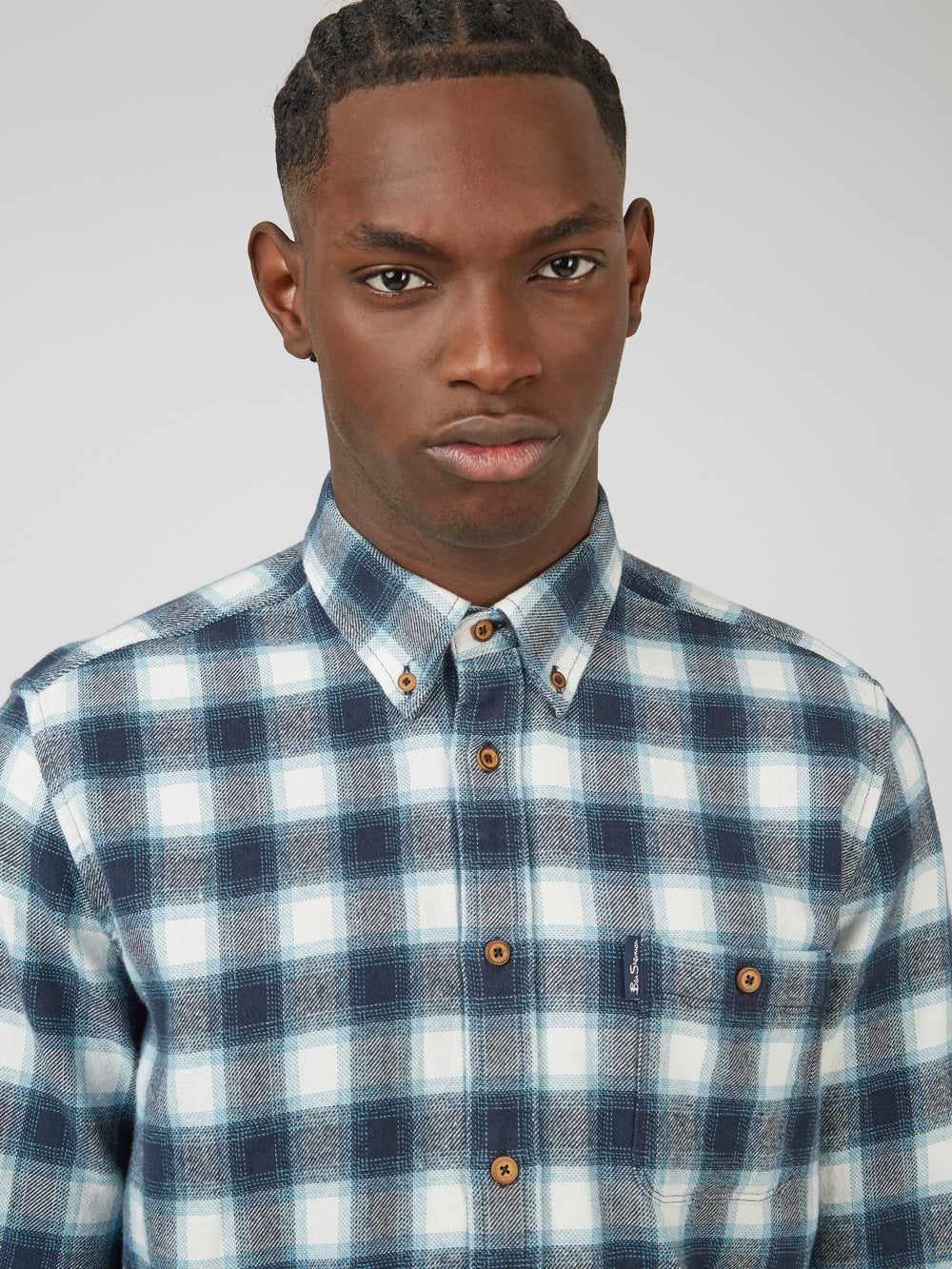 Ben Sherman Brushed Ombre Check Flannel Hemd Grün | BWD-095381