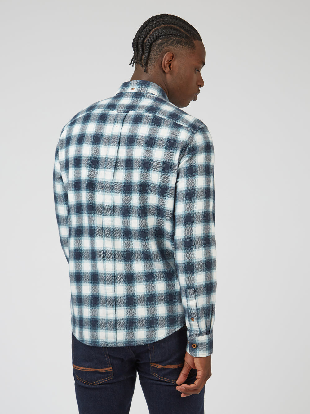 Ben Sherman Brushed Ombre Check Flannel Hemd Grün | BWD-095381