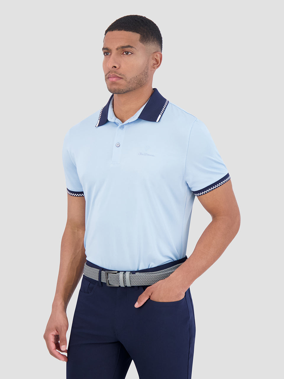 Ben Sherman Checker Rib Air Pique Sports Fit Polo Shirts Blau | QNP-931572