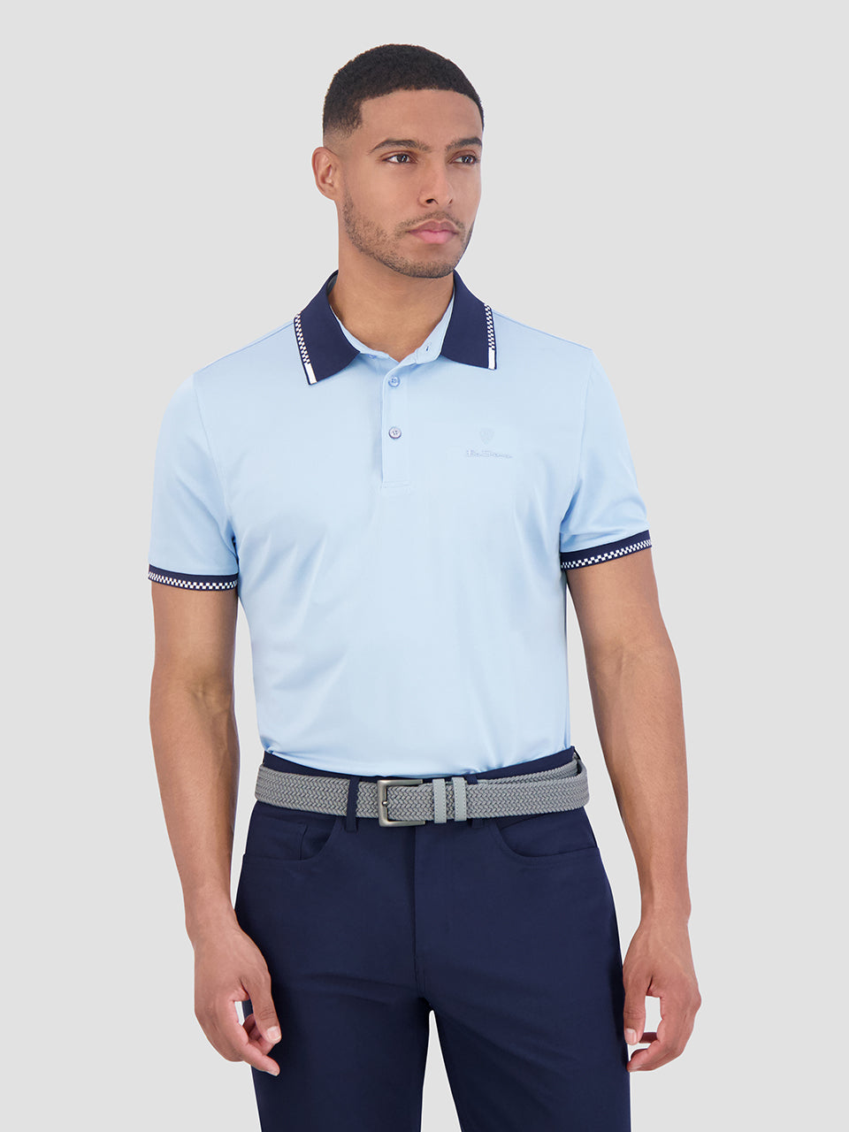 Ben Sherman Checker Rib Air Pique Sports Fit Polo Shirts Blau | QNP-931572