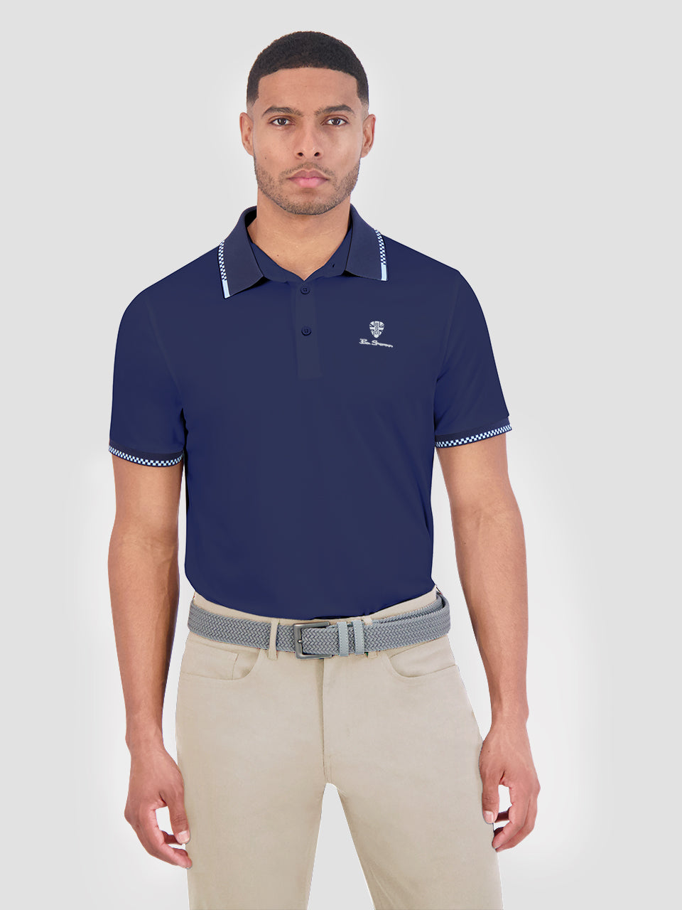 Ben Sherman Checker Rib Air Pique Sports Fit Polo Shirts Navy | ENL-057893