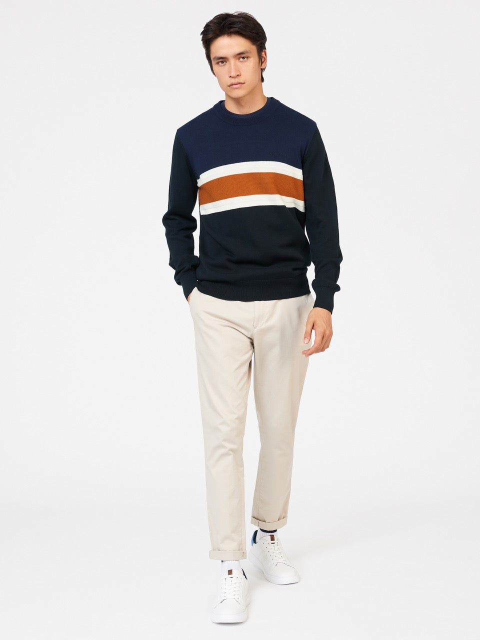 Ben Sherman Chest Stripe Crewneck Strickwaren Schwarz | OLU-259467