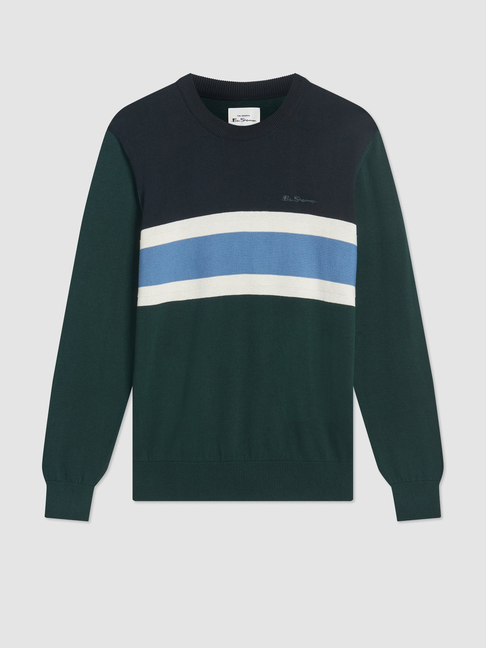 Ben Sherman Chest Stripe Crewneck Strickwaren Dunkelgrün | CWF-528064