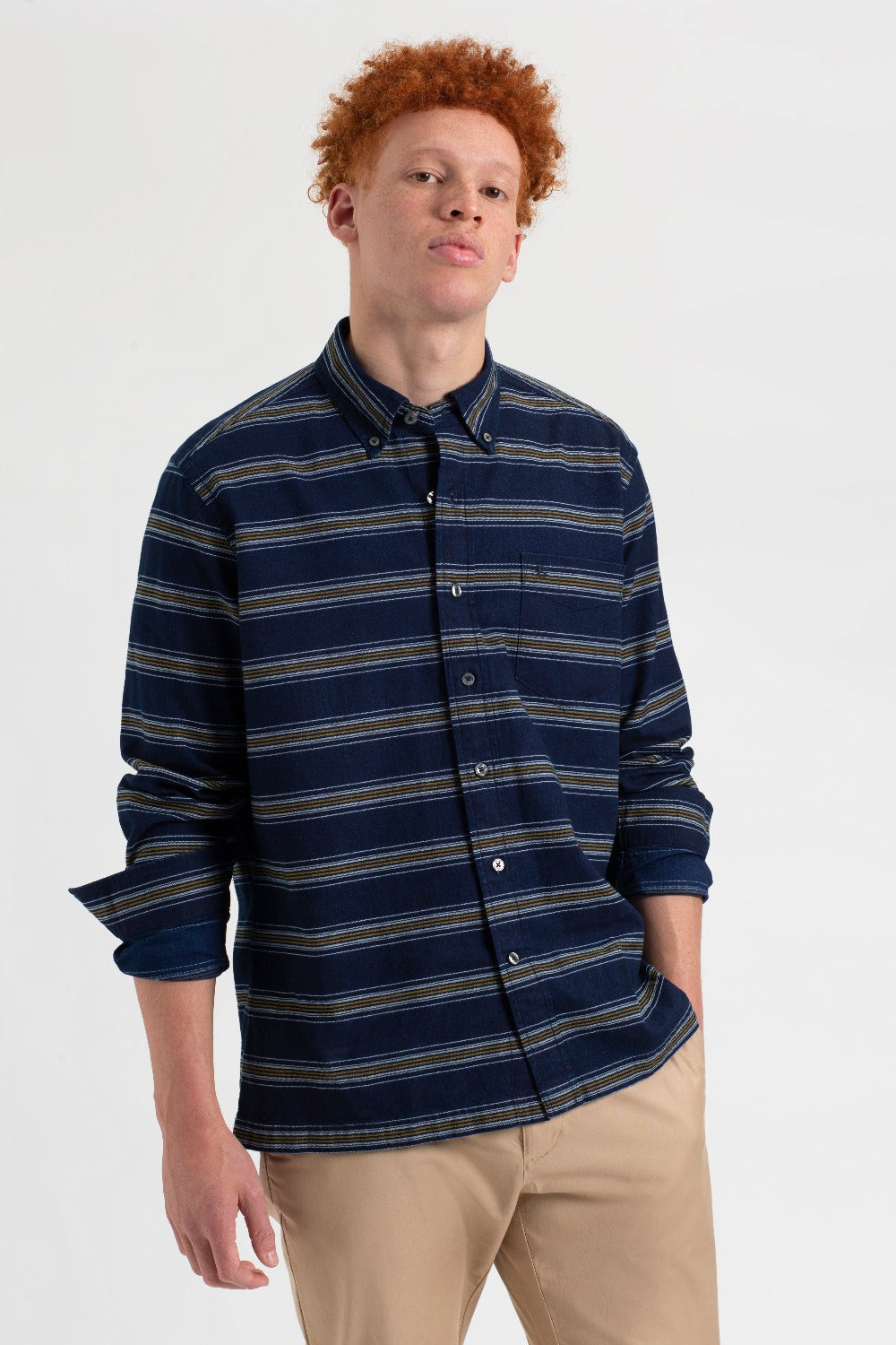 Ben Sherman Dalston Blues Long Sleeve Indigo Stripe Hemd Indigo | RDV-763852