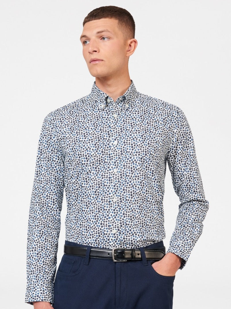 Ben Sherman Ditsy Floral Print Long Sleeve Hemd Weiß | VNQ-496280