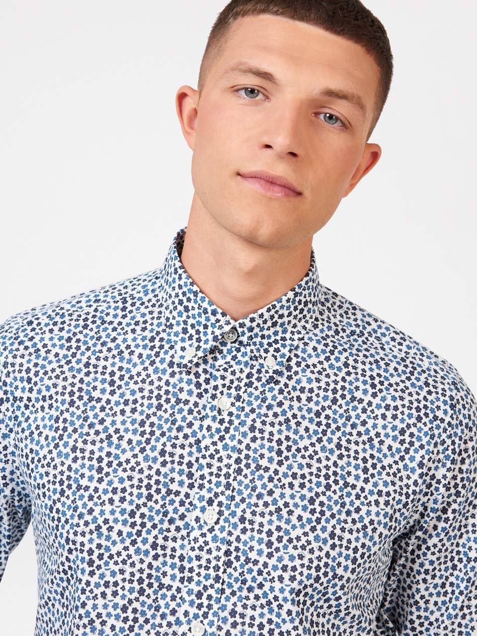 Ben Sherman Ditsy Floral Print Long Sleeve Hemd Weiß | VNQ-496280