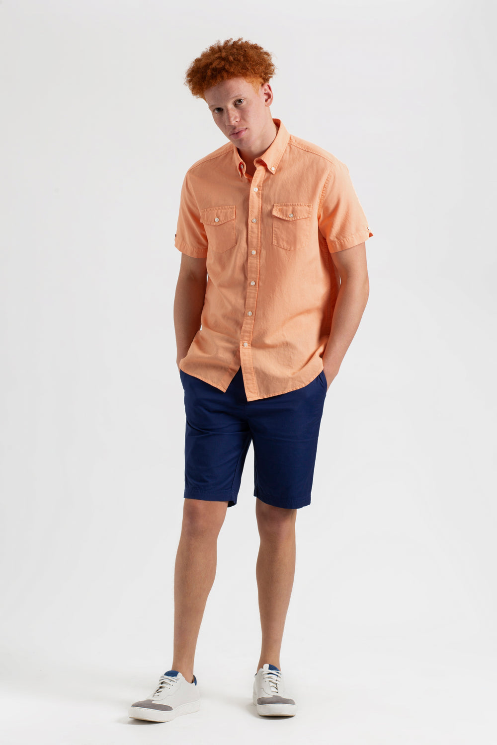 Ben Sherman Garment Dye Linen Hemd Orange | NRP-185462