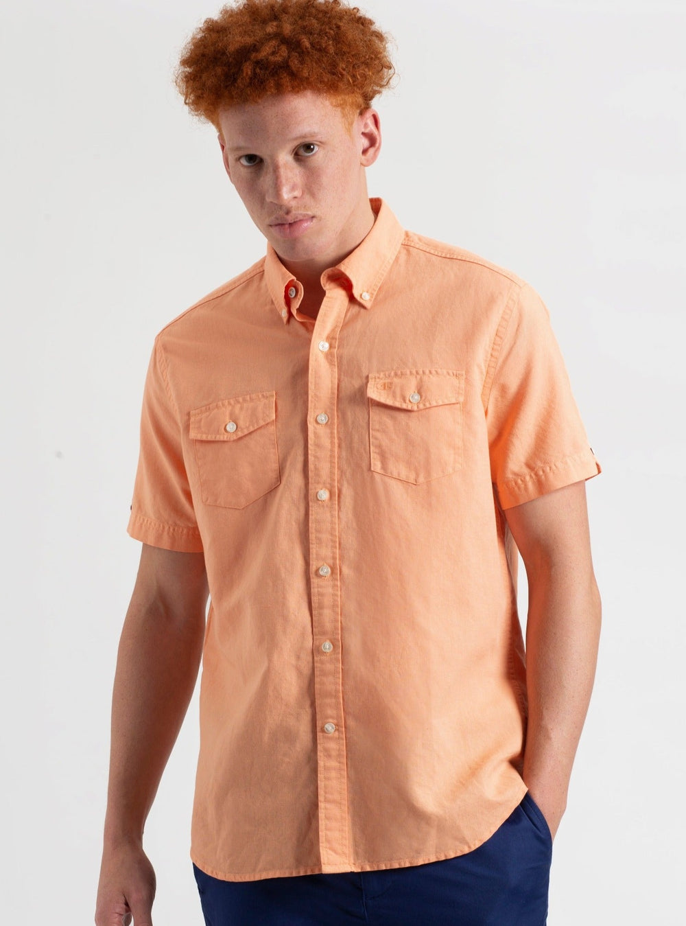 Ben Sherman Garment Dye Linen Hemd Orange | NRP-185462