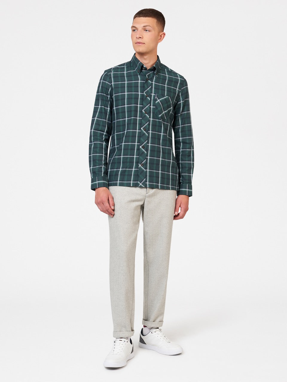 Ben Sherman Grid Check Hemd Grün | OZM-893426