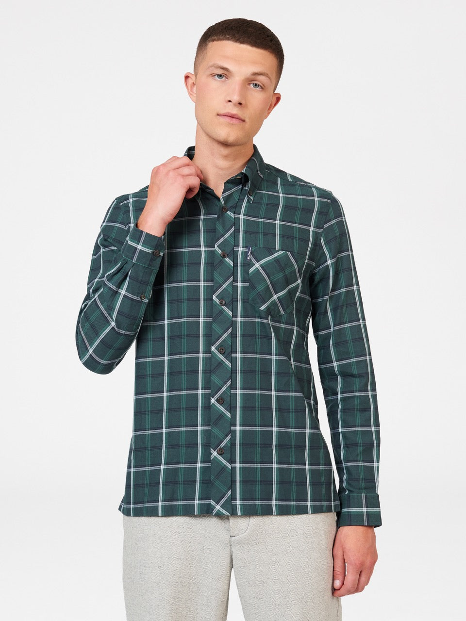 Ben Sherman Grid Check Hemd Grün | OZM-893426