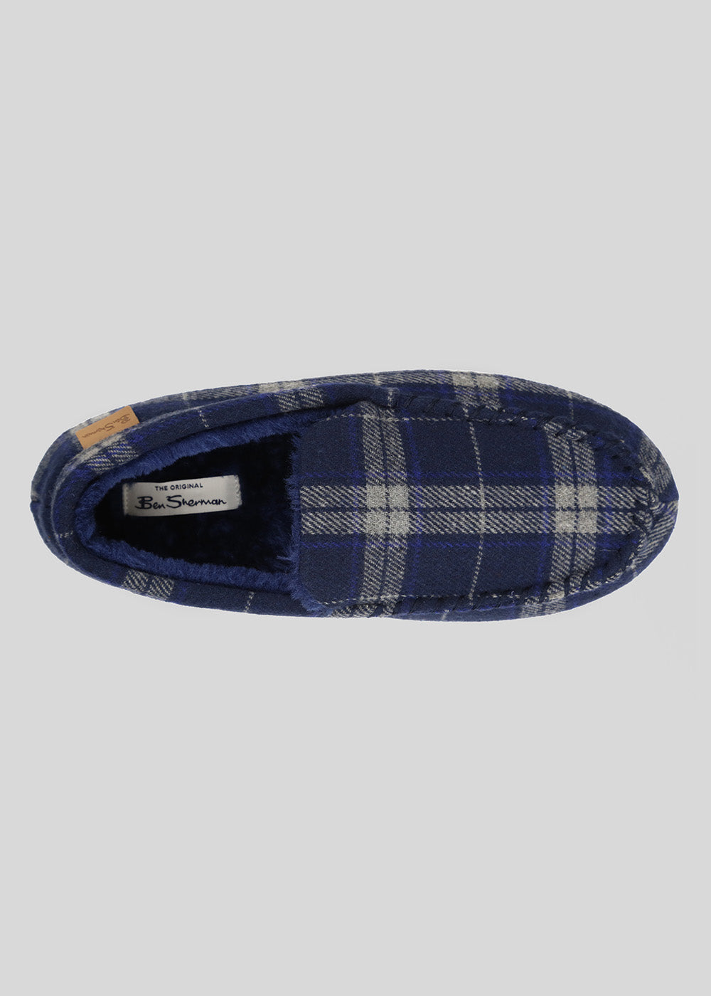 Ben Sherman Gritti Palace Check Moccasin Slipper Navy | SVZ-218763