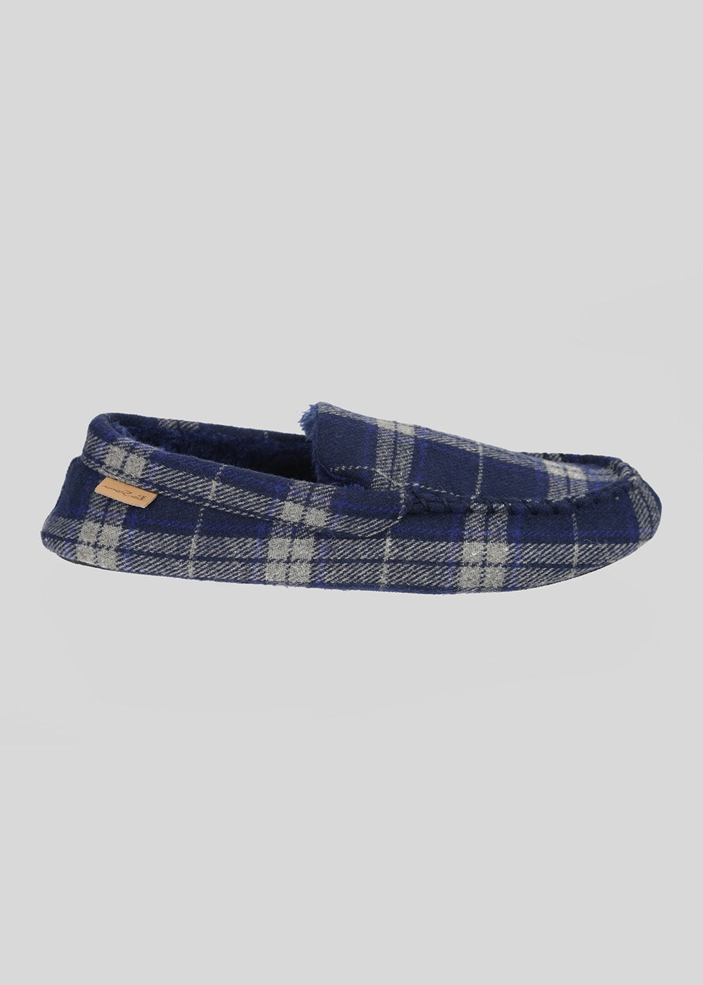 Ben Sherman Gritti Palace Check Moccasin Slipper Navy | SVZ-218763