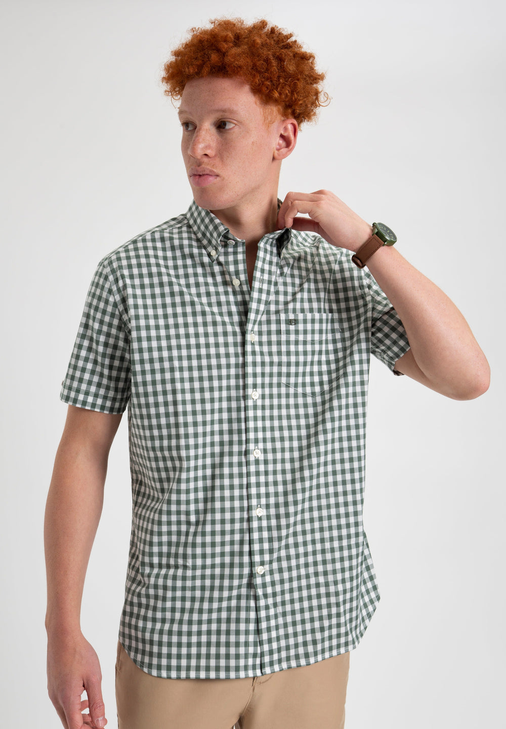 Ben Sherman House Poplin Gingham Hemd Olivgrün | ZSP-468273