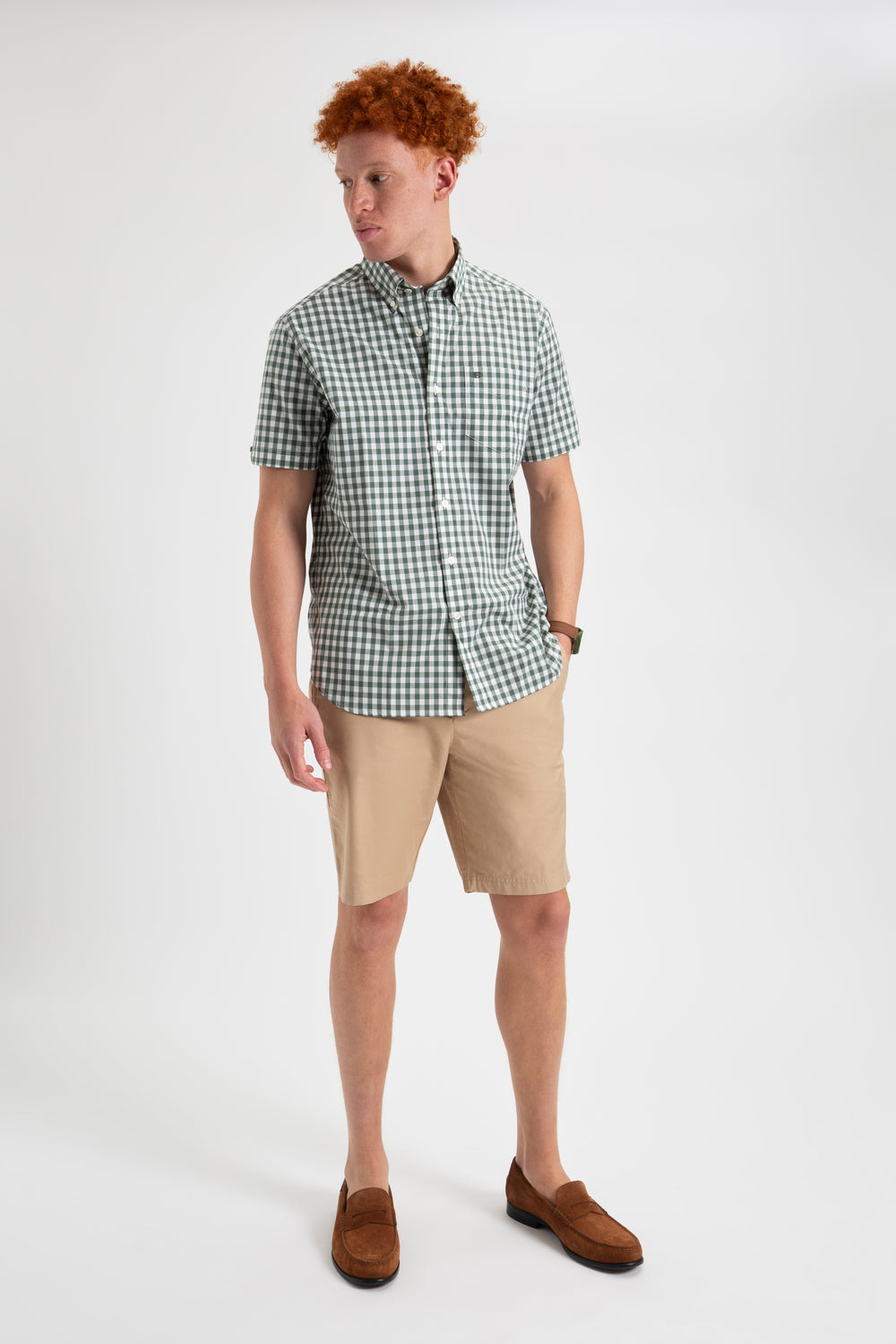 Ben Sherman House Poplin Gingham Hemd Olivgrün | ZSP-468273