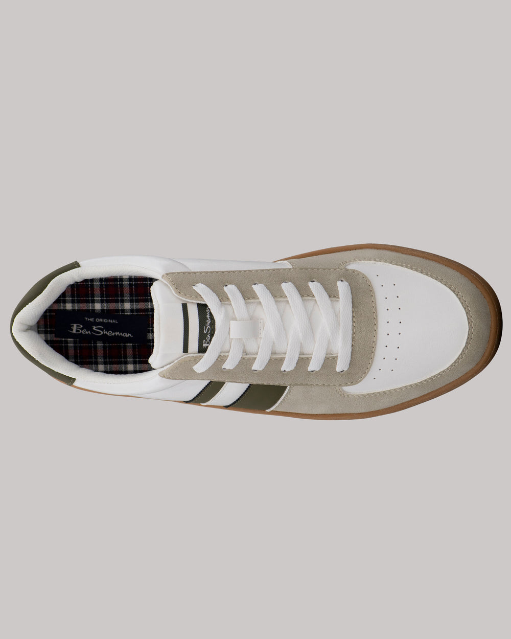 Ben Sherman Hyde Olive Stripe Sneakers Weiß | RZM-531260