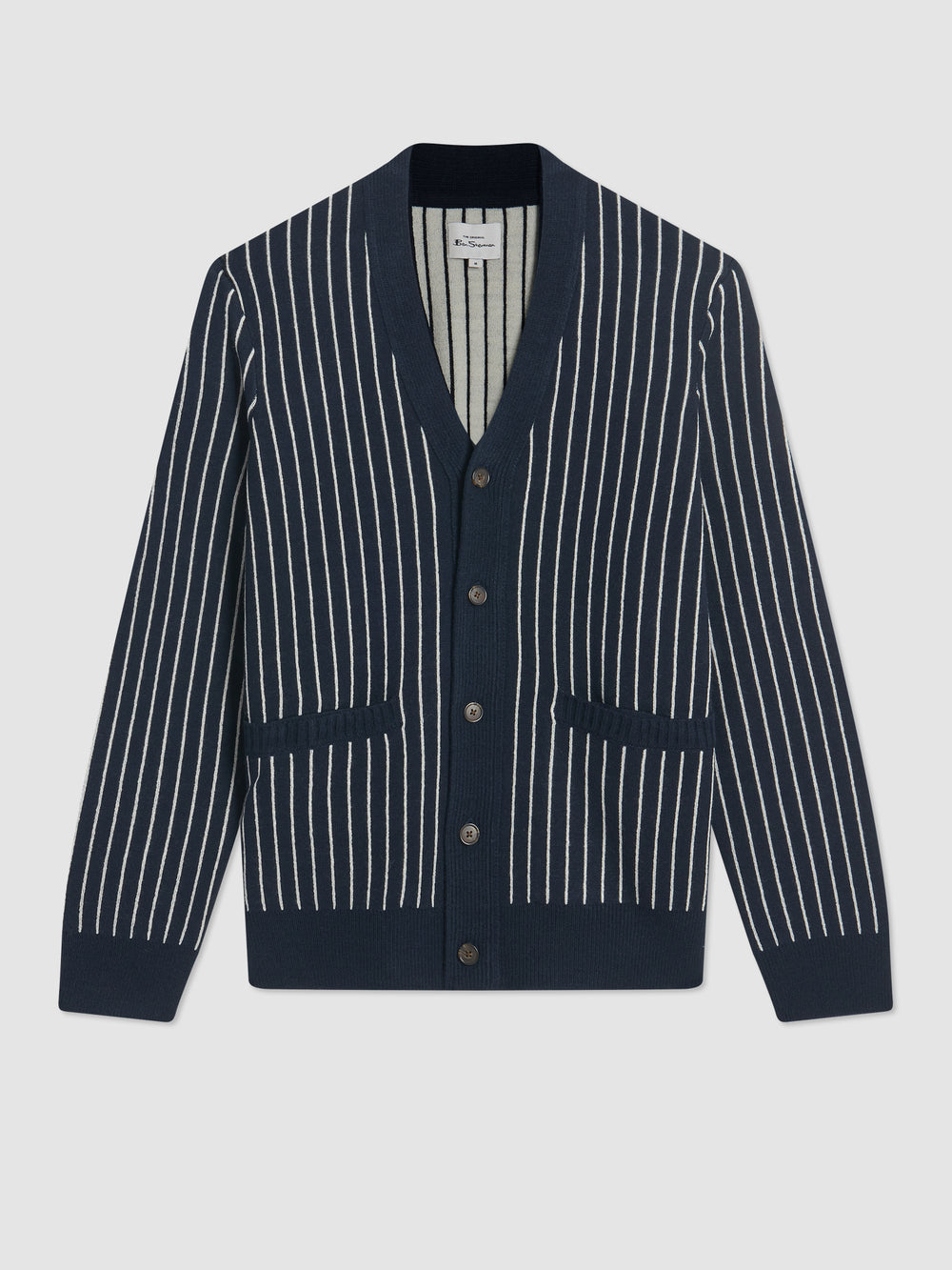 Ben Sherman Jacquard Stripe Cardigan Strickwaren Navy | QGW-925168