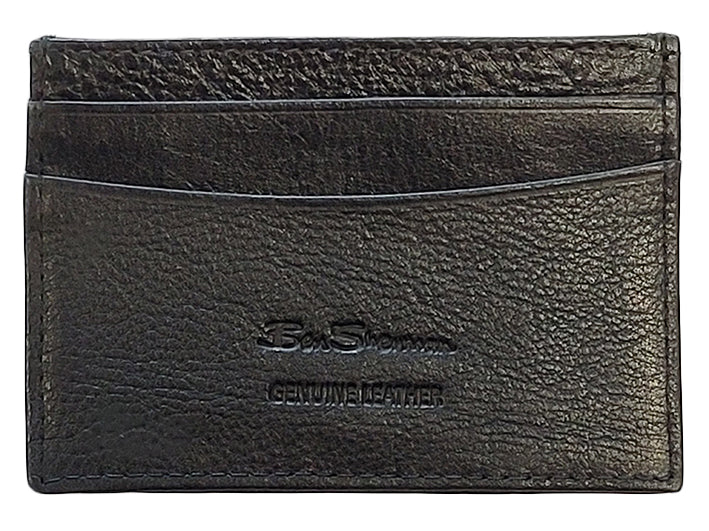 Ben Sherman Koki Leather Card Holder Geldbörse Schwarz | JQP-234106