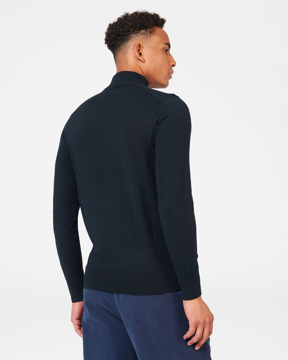 Ben Sherman Merino Half-Zip Strickwaren Schwarz | OVE-208615