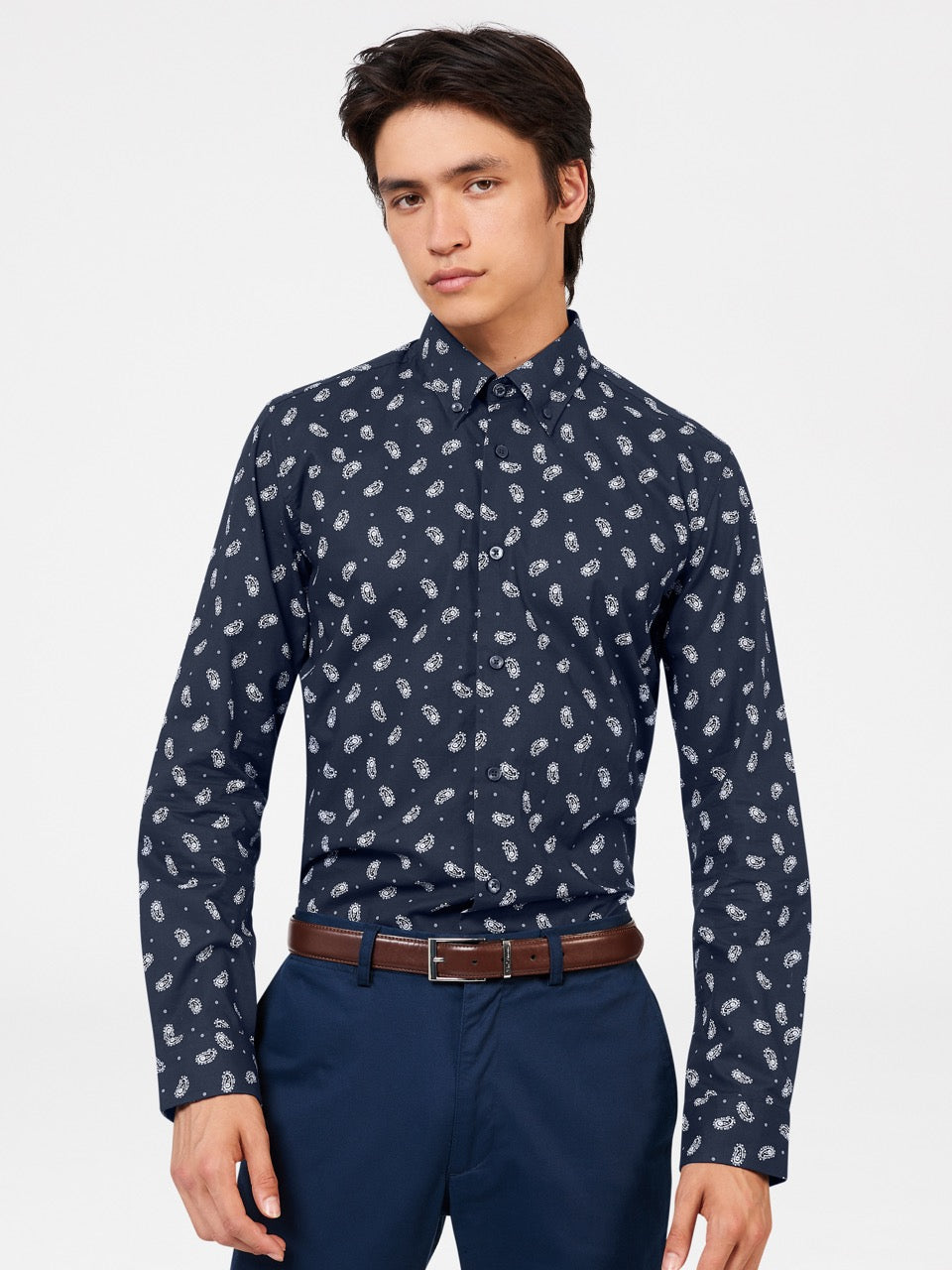 Ben Sherman Micro Paisley Hemd Navy | LSW-186257