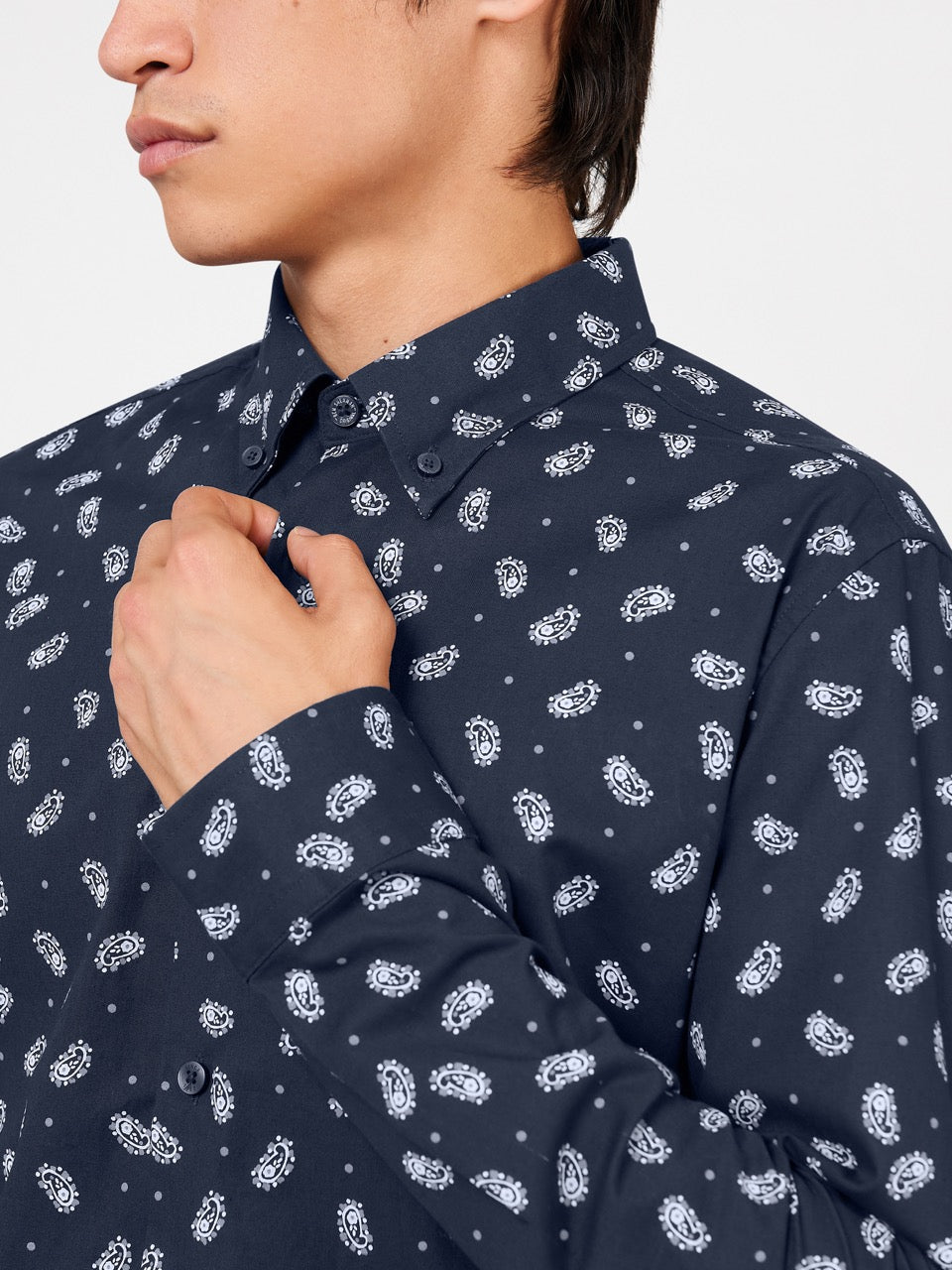 Ben Sherman Micro Paisley Hemd Navy | LSW-186257