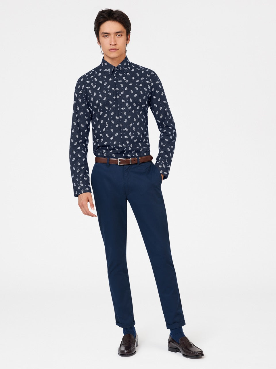 Ben Sherman Micro Paisley Hemd Navy | LSW-186257