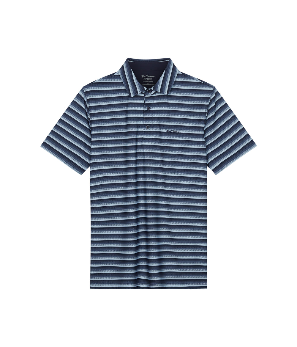 Ben Sherman Multi Stripe Tech Jersey Sports Fit Polo Shirts Navy | ZNI-964083