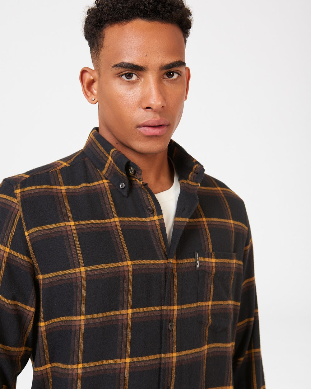 Ben Sherman Oversized Brushed Check Hemd Schwarz | JHU-973801